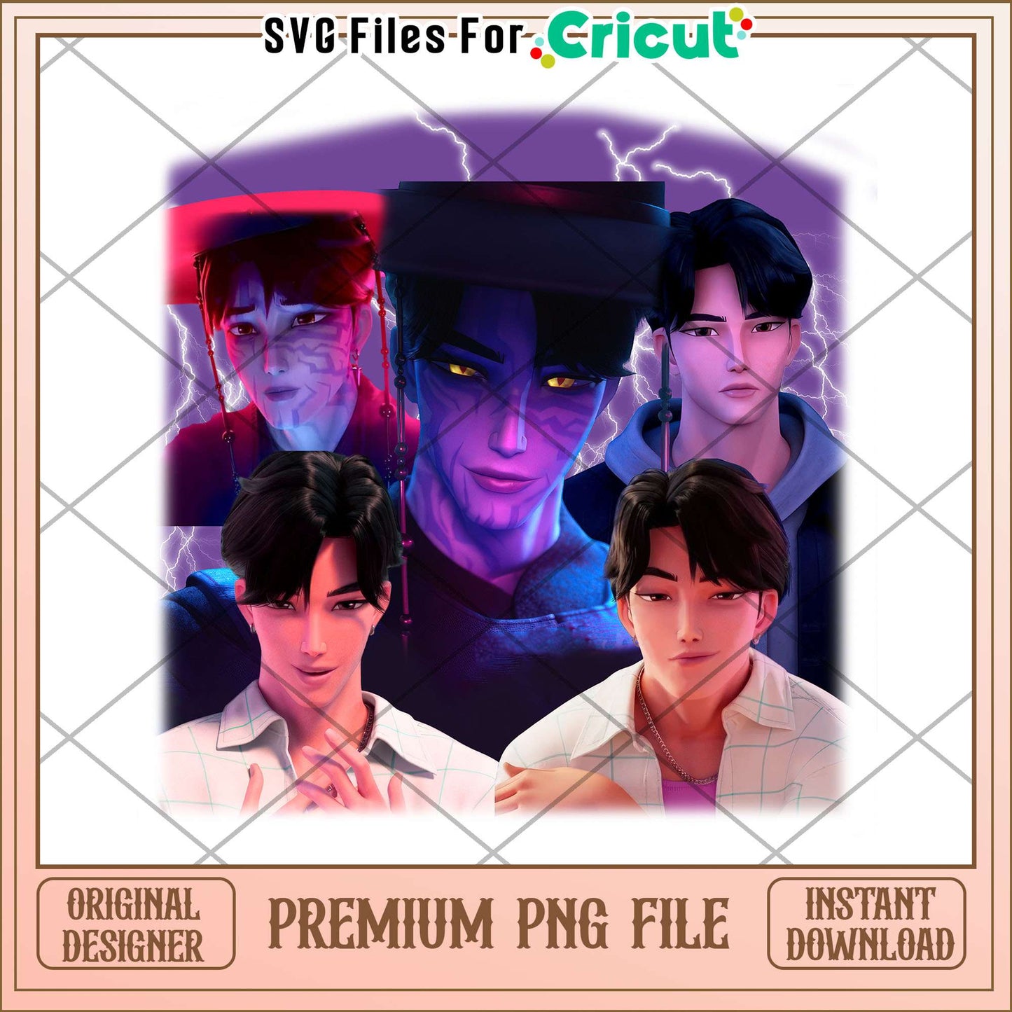 Girl dinner illustration png, kpop demon hunter png, demon idol png