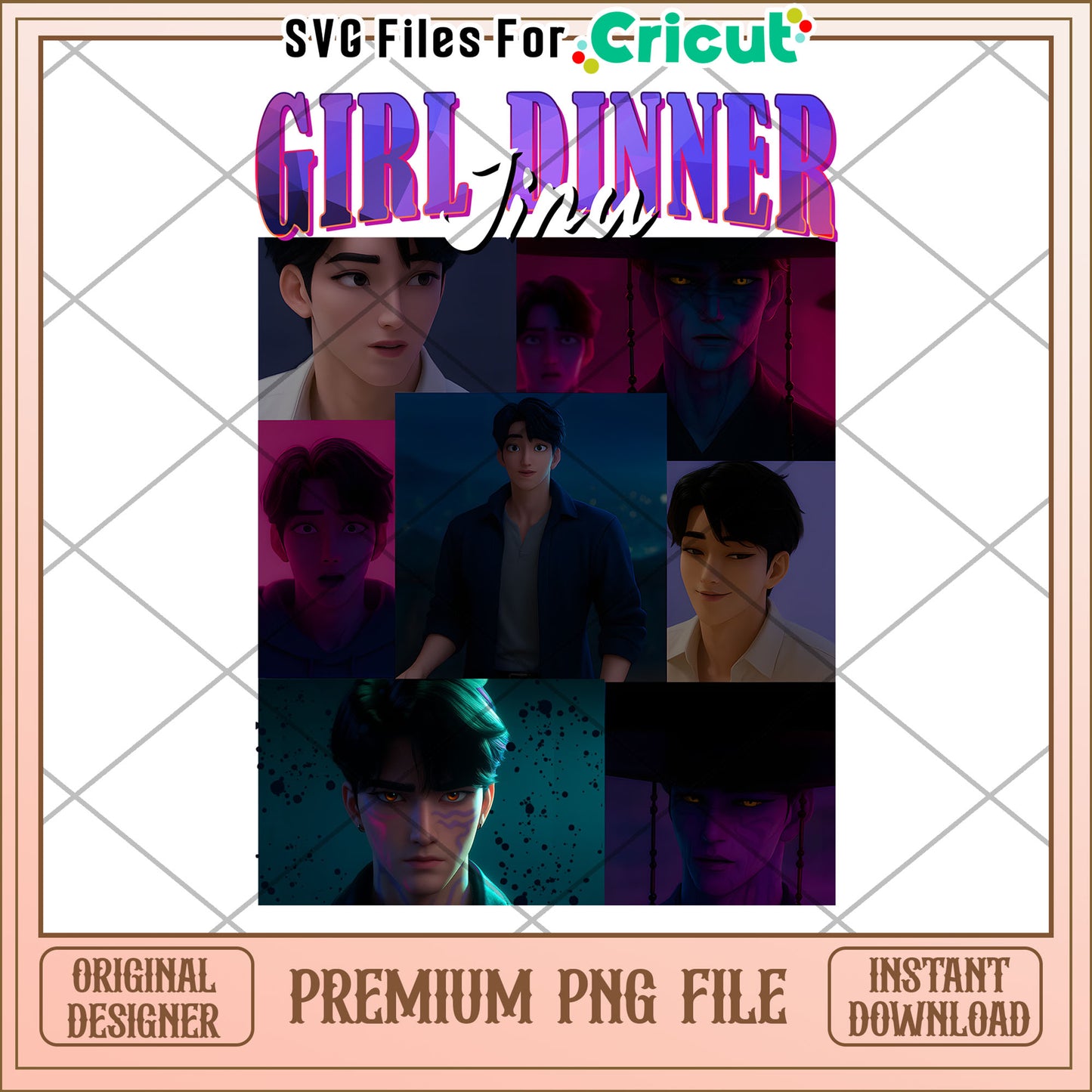 Girl dinner jinu png, kpop band png, korean cartoon png