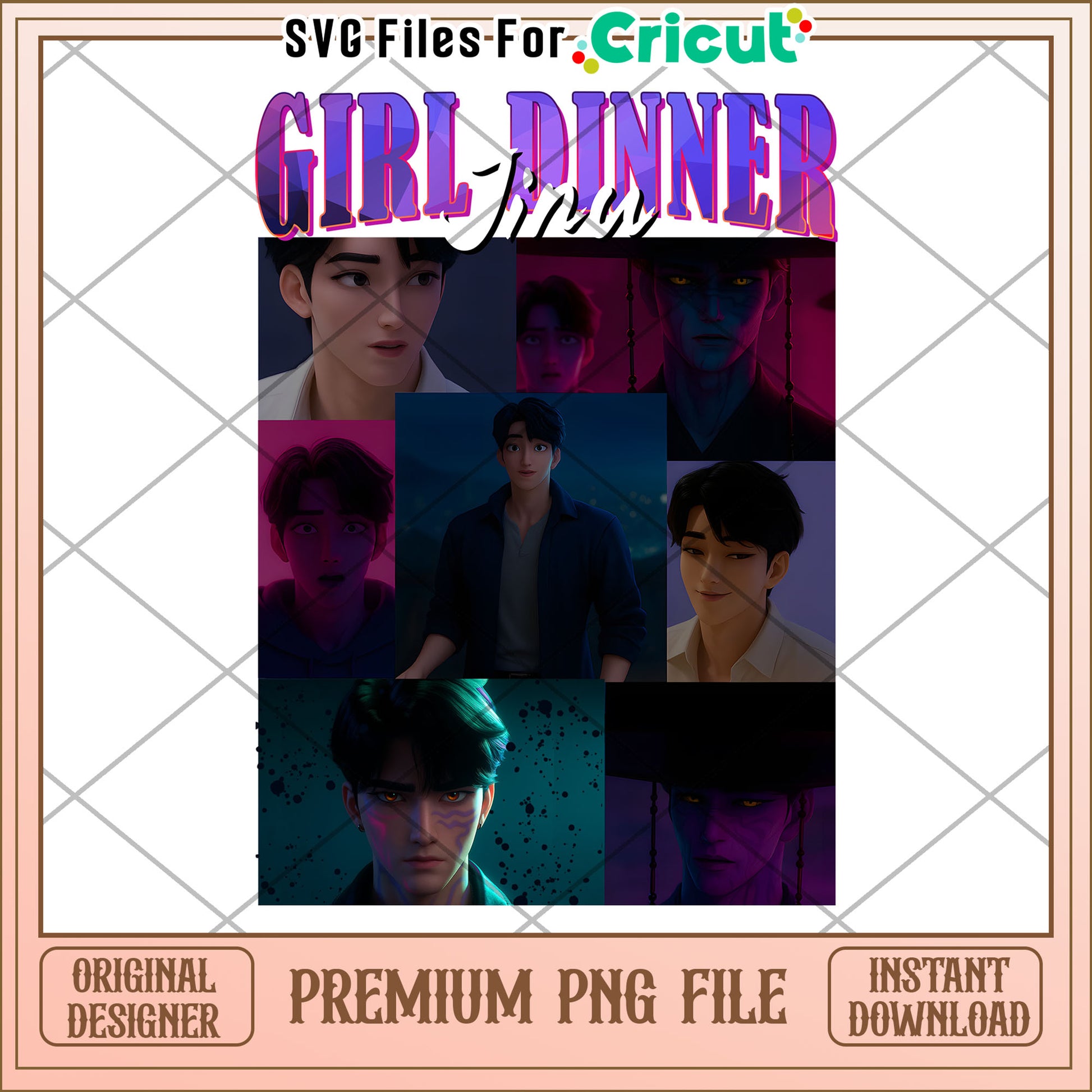 Girl dinner jinu png, kpop band png, korean cartoon png