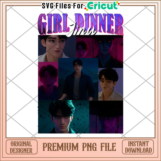 Girl dinner jinu png, kpop band png, korean cartoon png