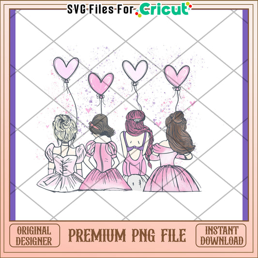 Girls PNG Design Best Friend Heart Balloons