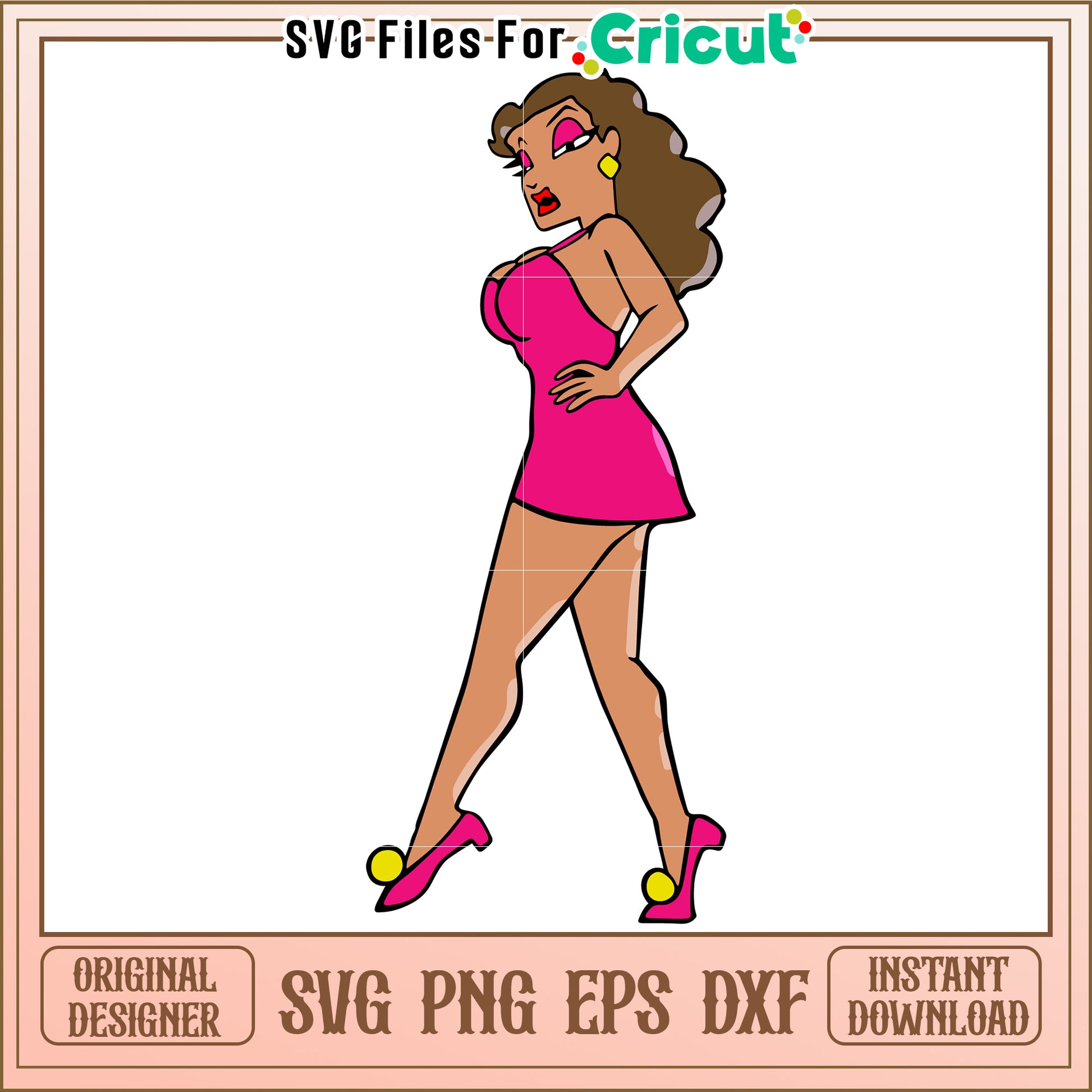 Girl short pink dress svg, spanish girl svg, sexy girl svg