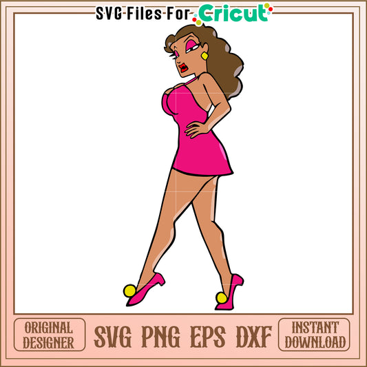 Girl short pink dress svg, spanish girl svg, sexy girl svg