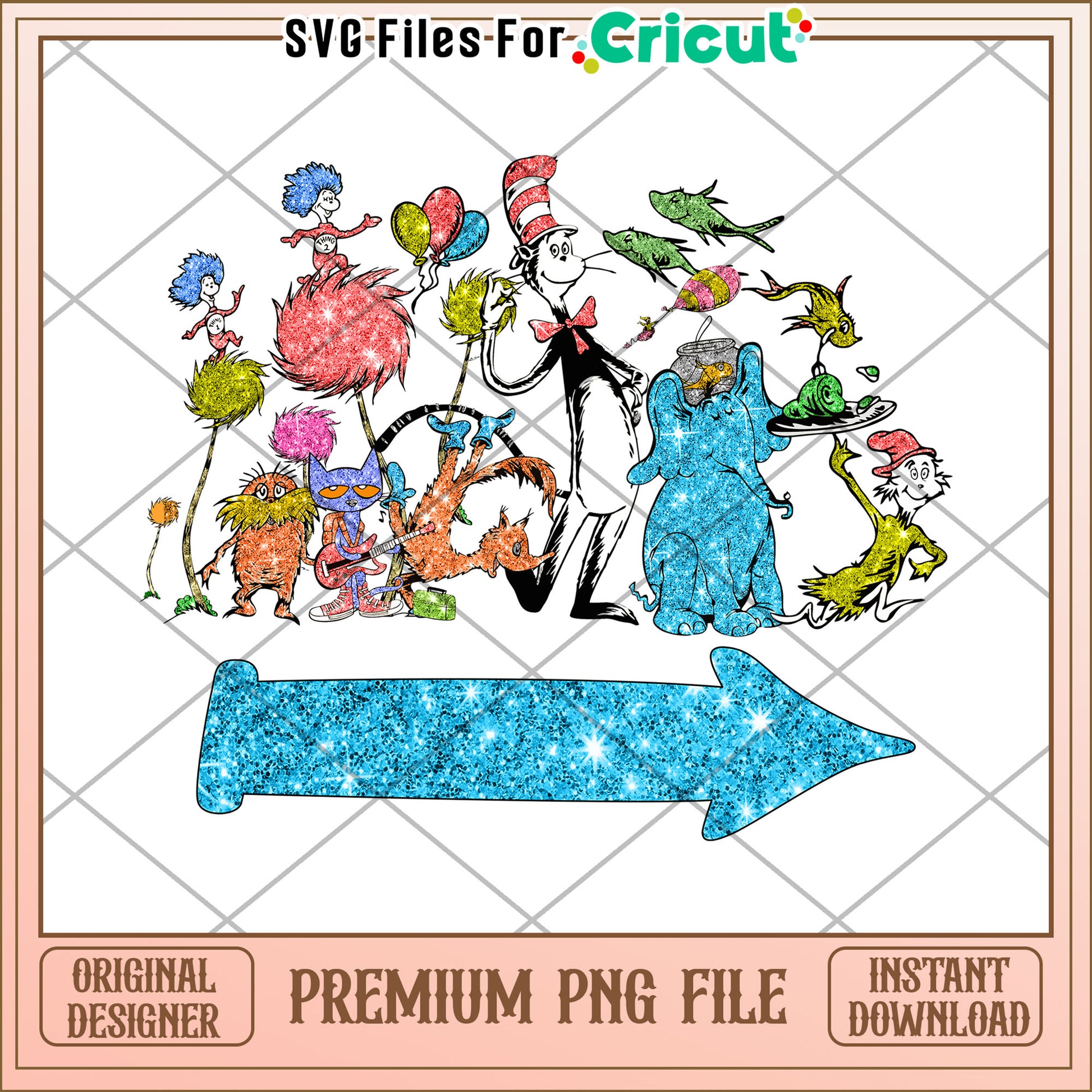 Glitter Cat in the Hat PNG