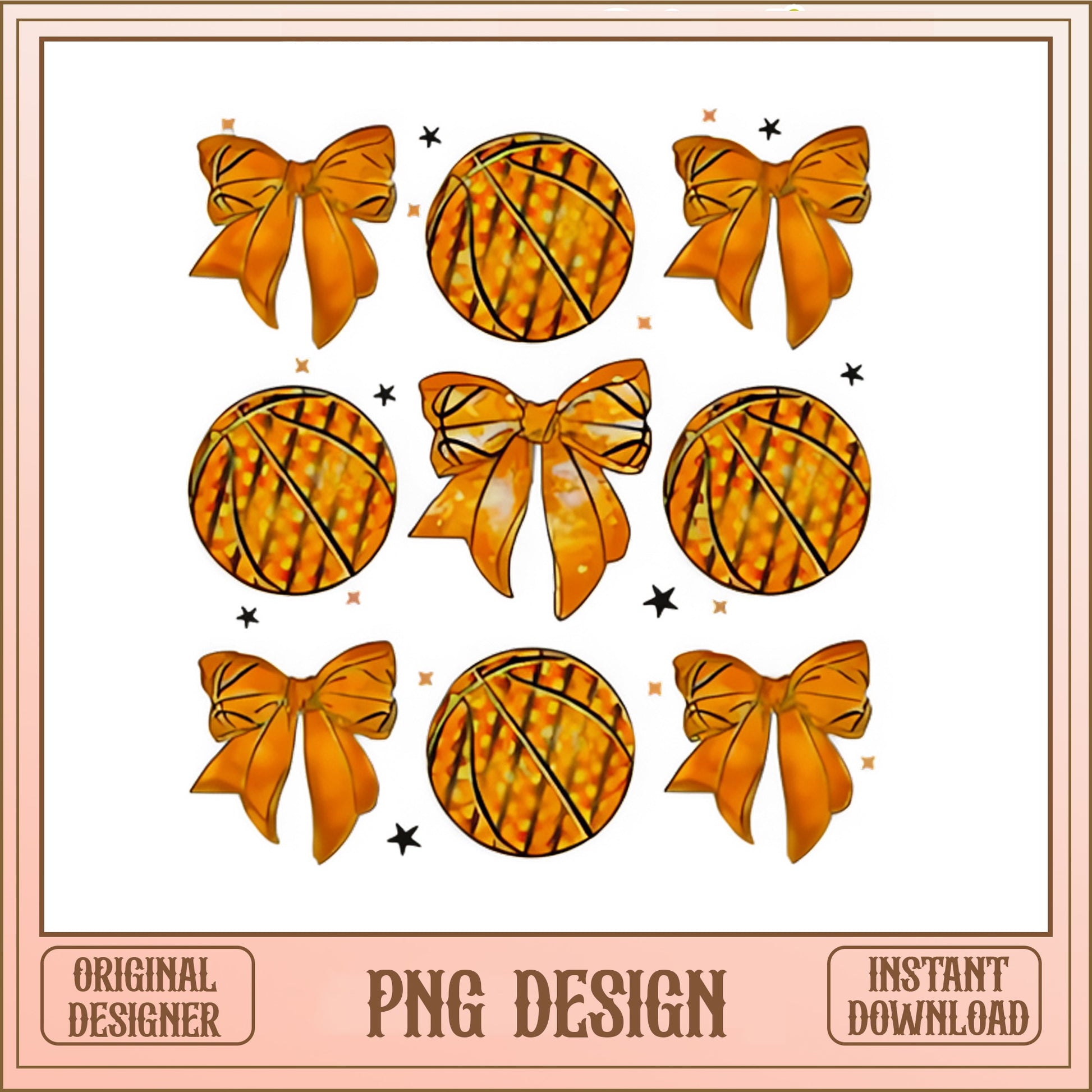 Glitter Basketball And Bow PNG Bundle, Sports PNG, Coquette PNG