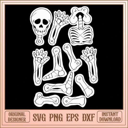 Glow in the dark skeleton white svg, halloween characters svg, digital download