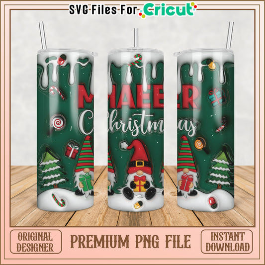 Gnome Christmas Tumbler PNG