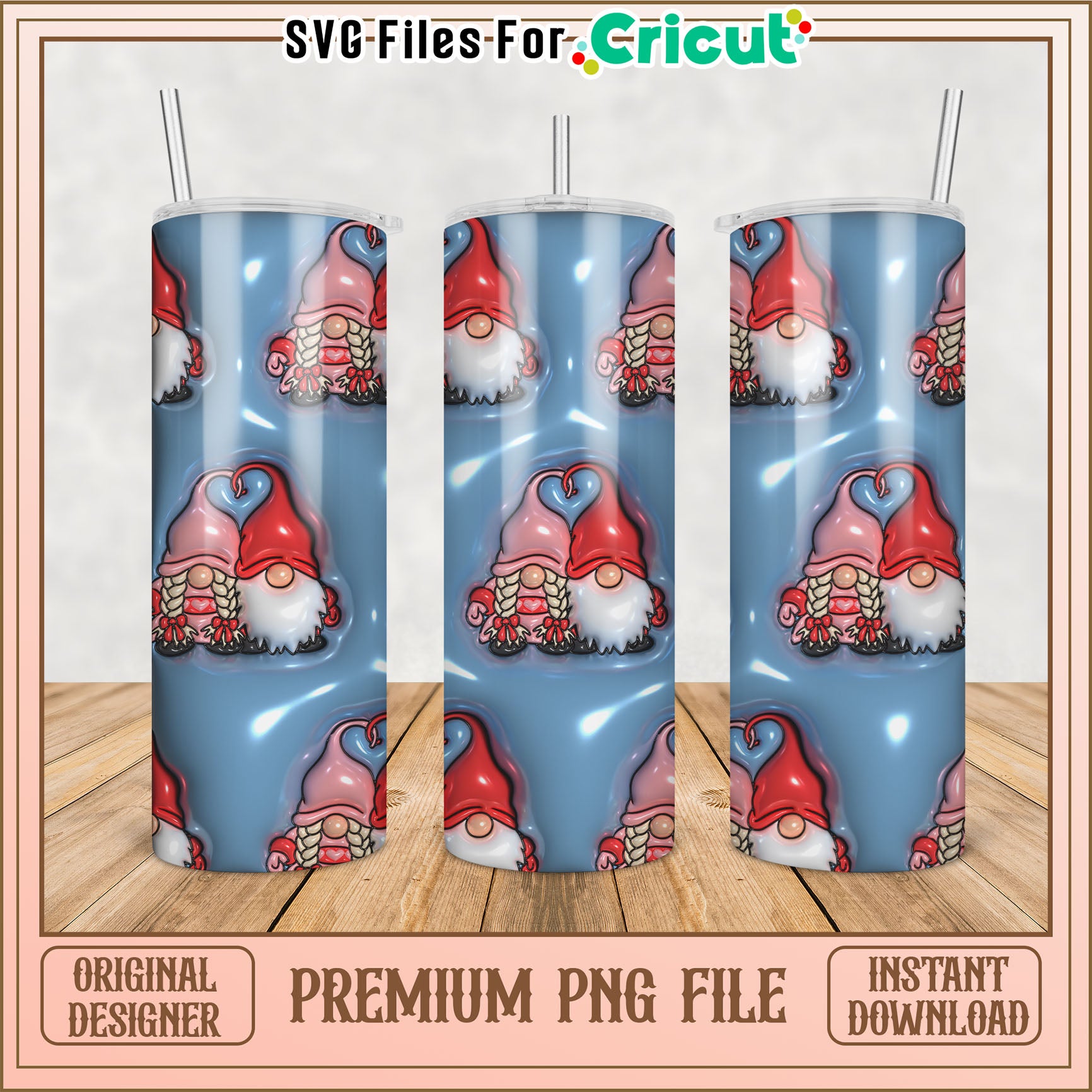 Gnome Couple Tumbler PNG Design