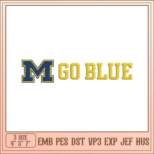 Go Blue Embroidery Design