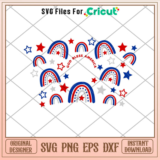 God Bless America Rainbows Full Wrap, God Bless America Rainbows Full Wrap Svg