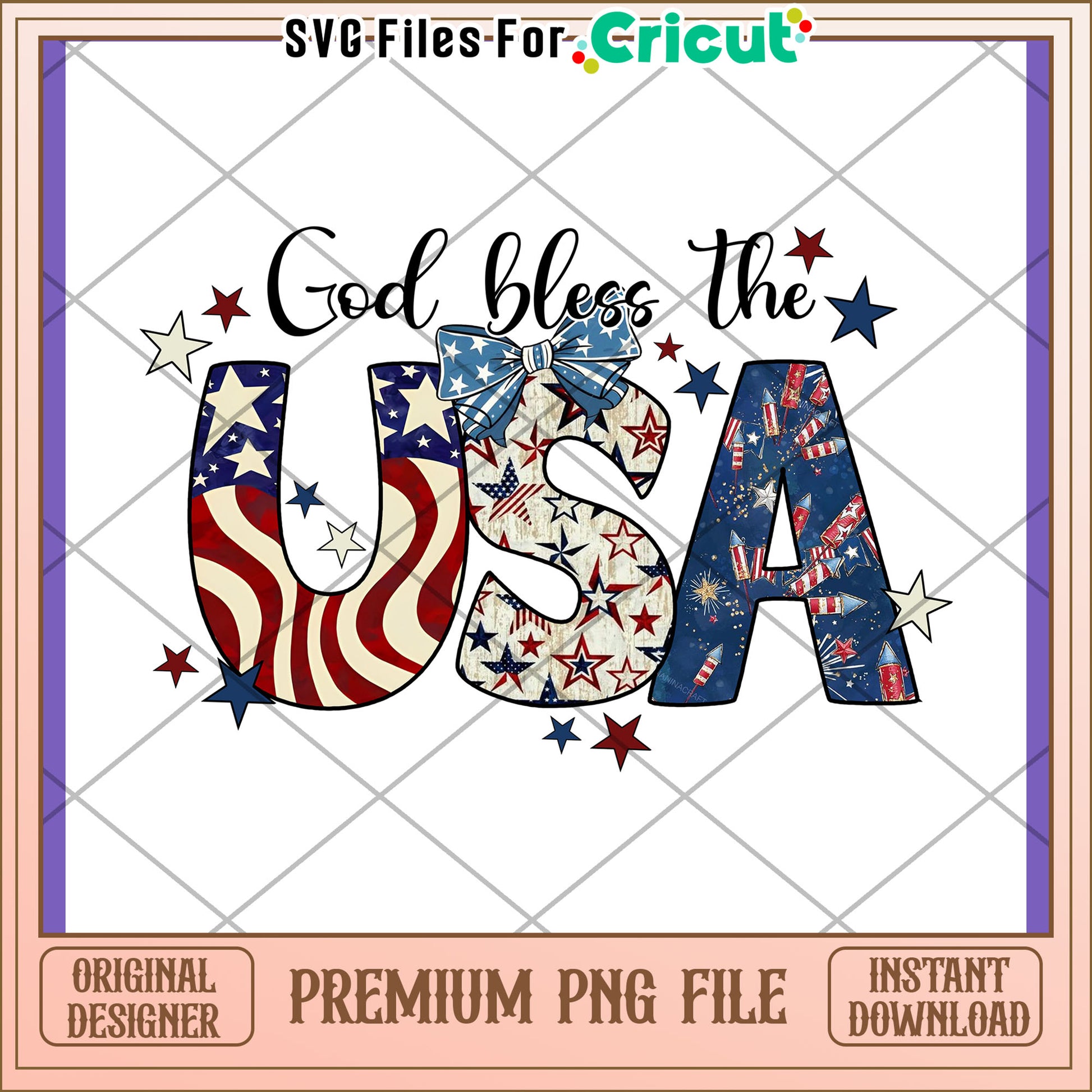 God Bless USA Patriotic PNG Design