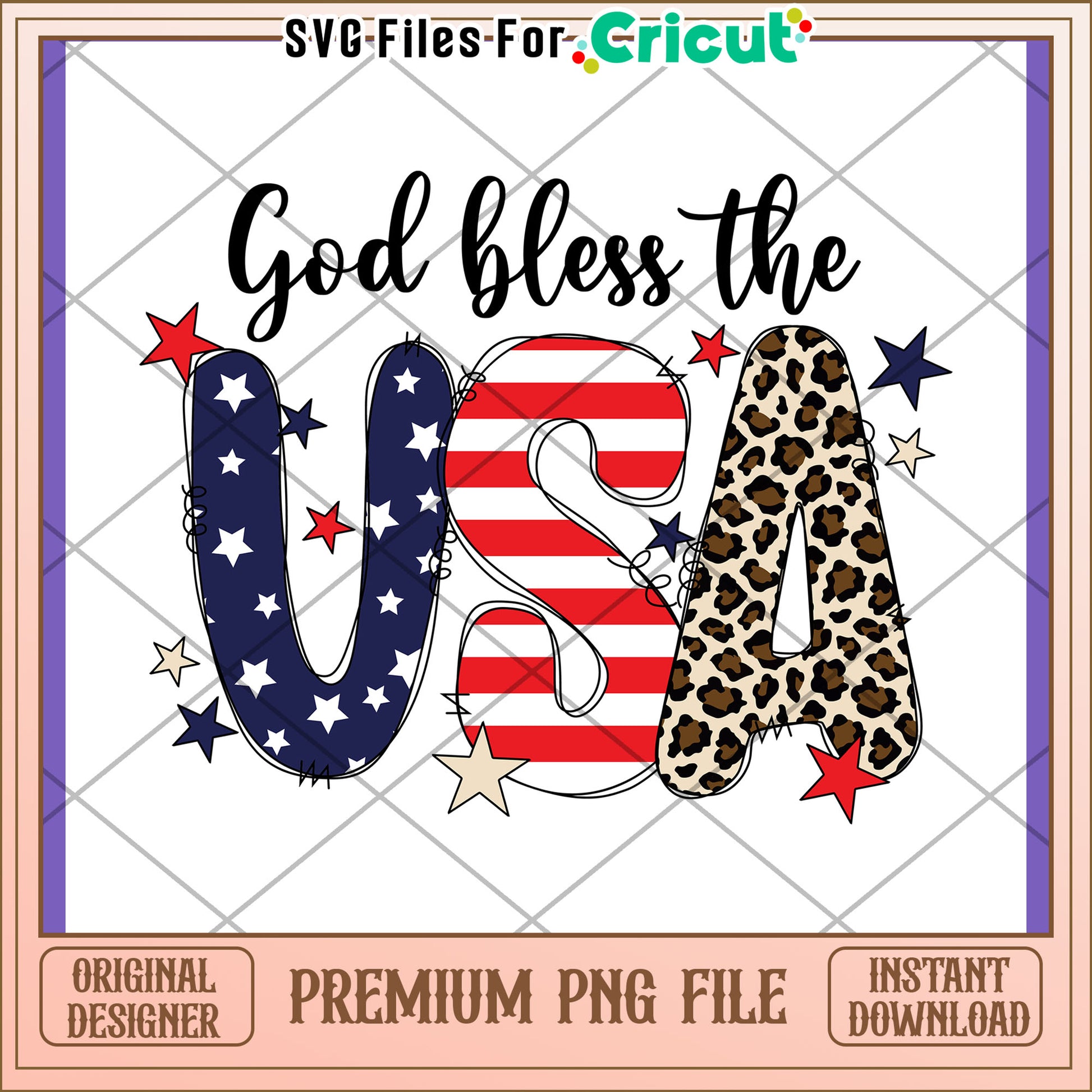 God Bless the USA Colorful PNG Design Download