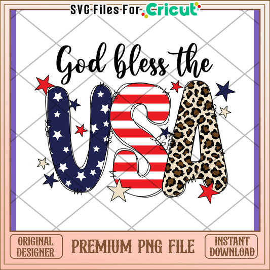 God Bless the USA Colorful PNG Design Download