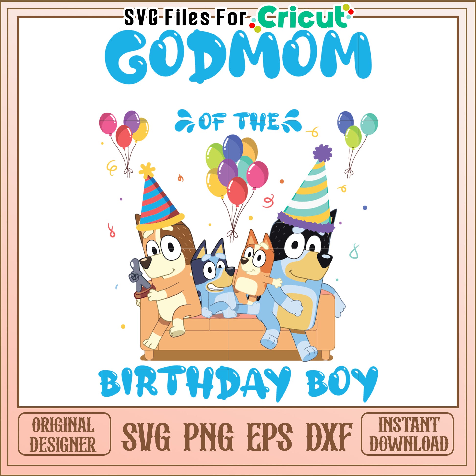 Godmom Of Birthday Boy SVG Design