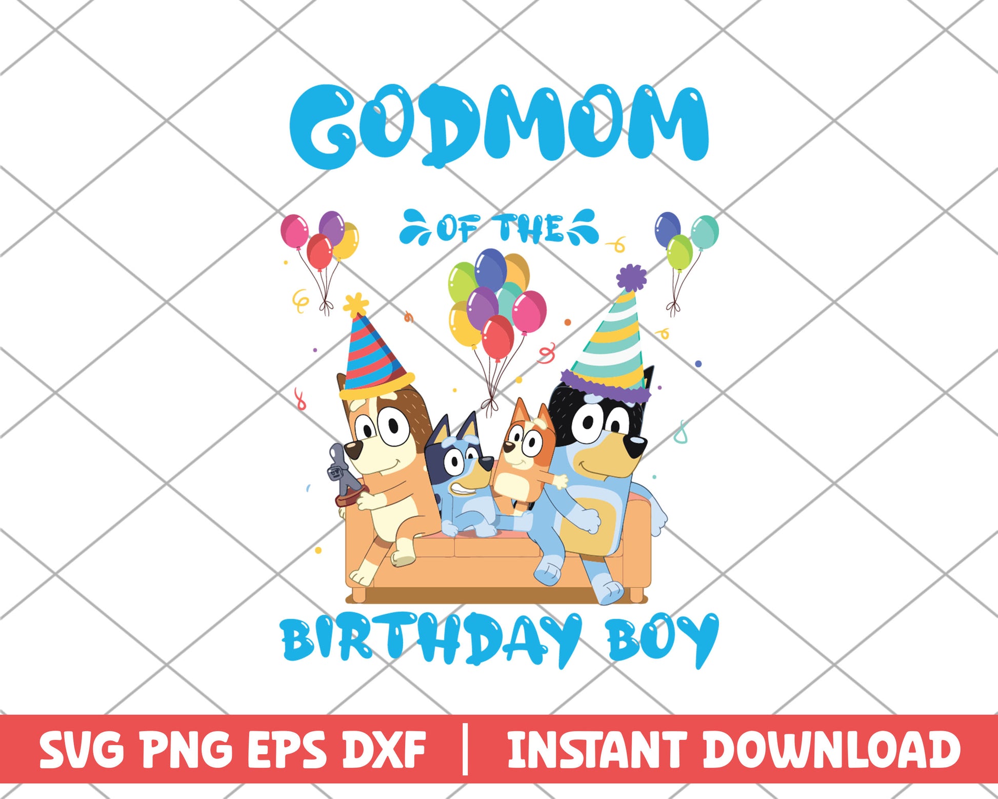 Godmom of the birthday boy cartoon svg 