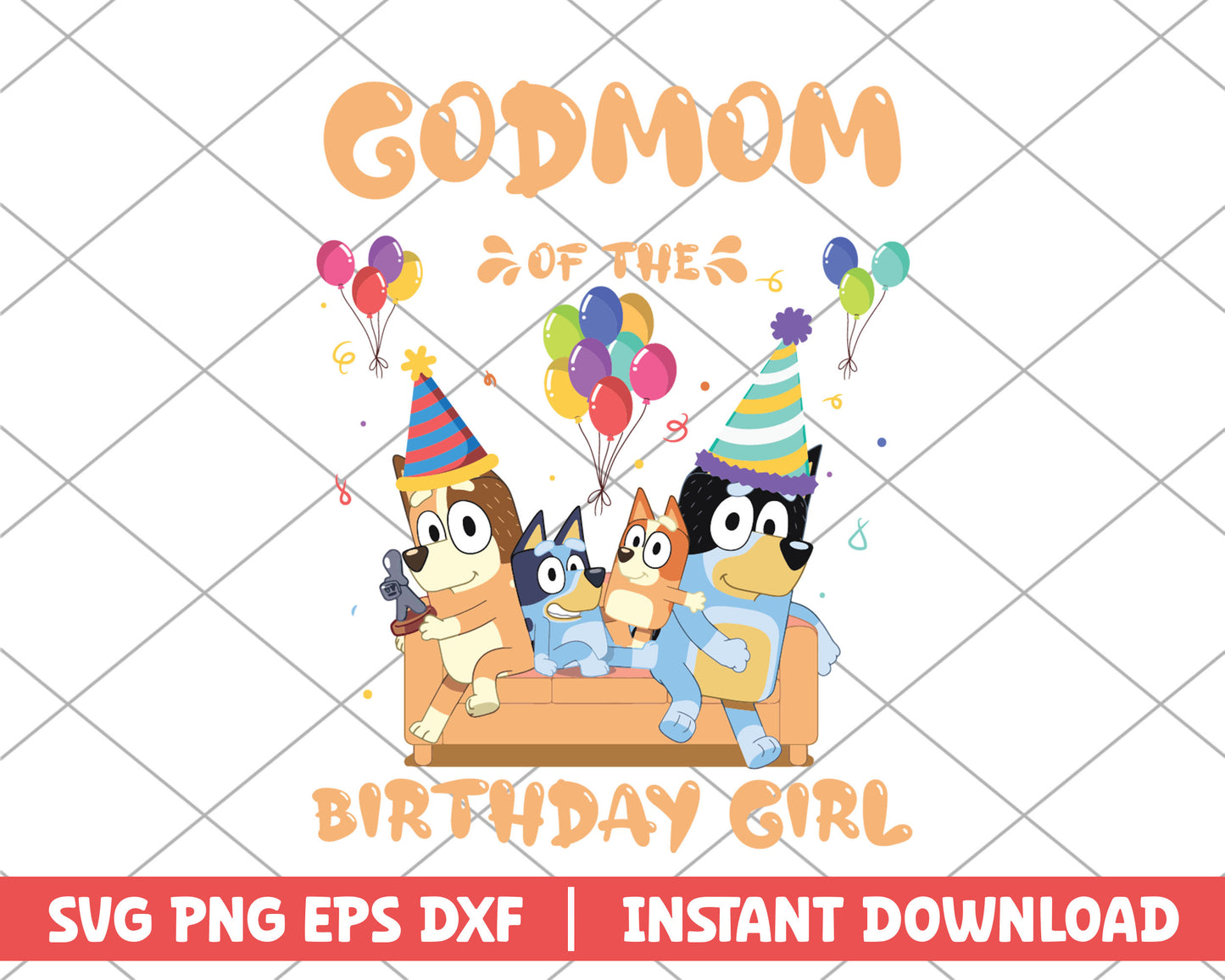 Godmom of the birthday girl cartoon svg 