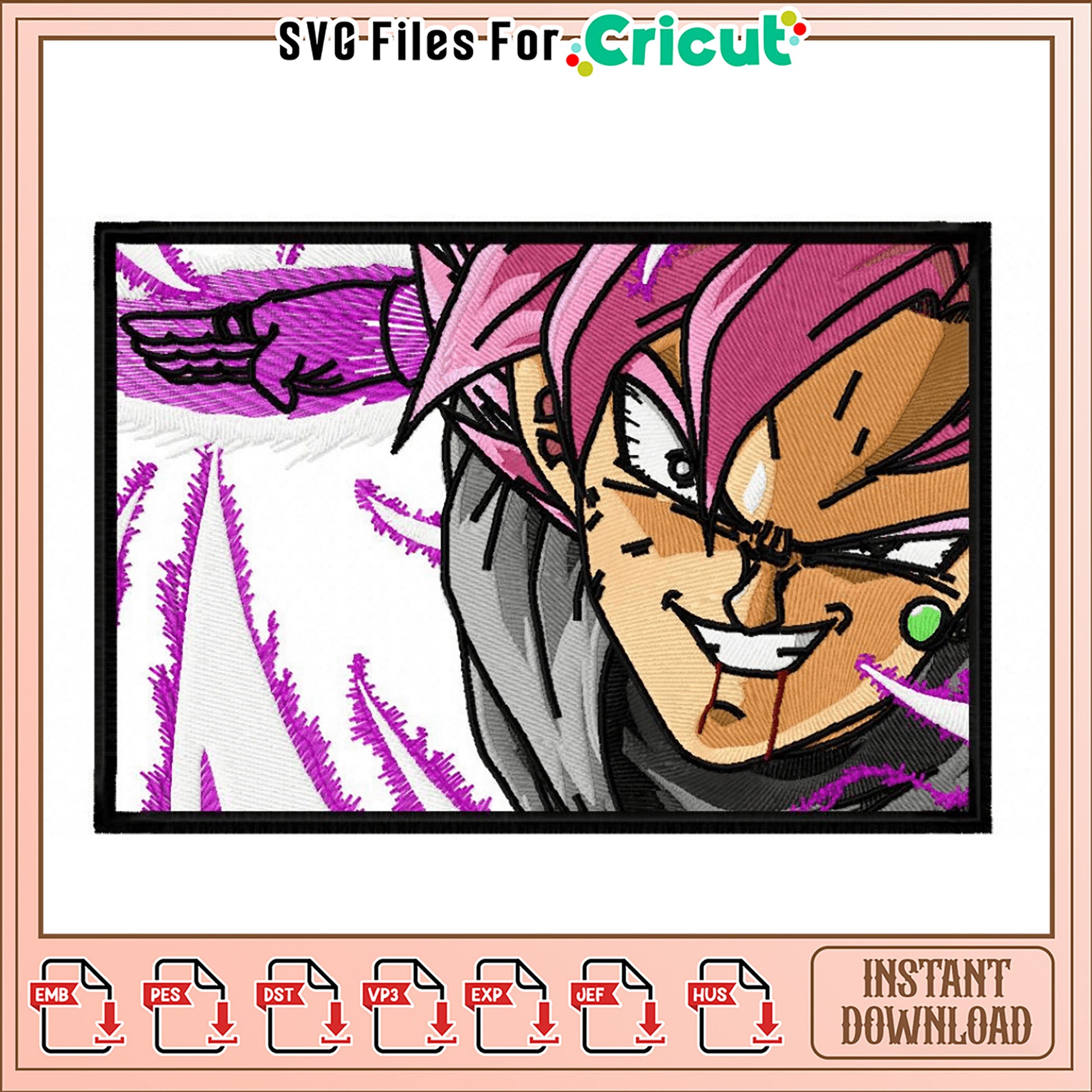 Goku Black Embroidery Design Instant Download