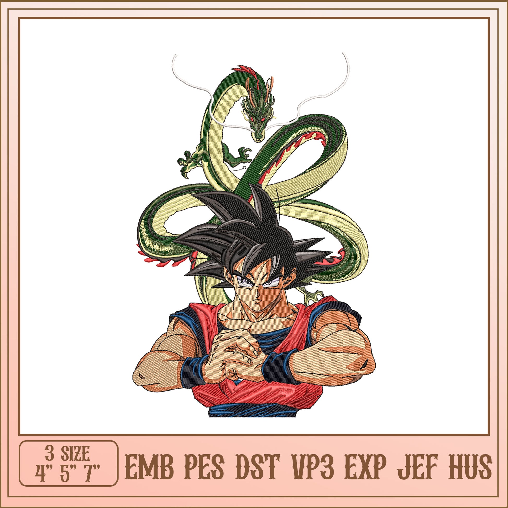 Goku Dragon Embroidery Design