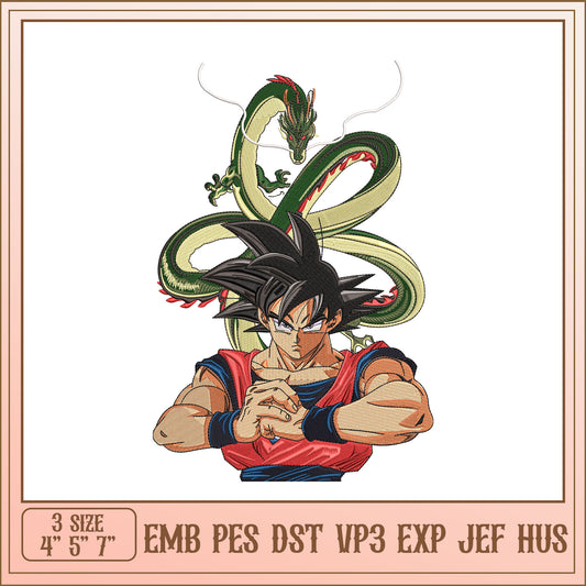 Goku Dragon Embroidery Design