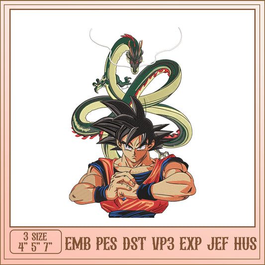 Goku Dragon Embroidery Design