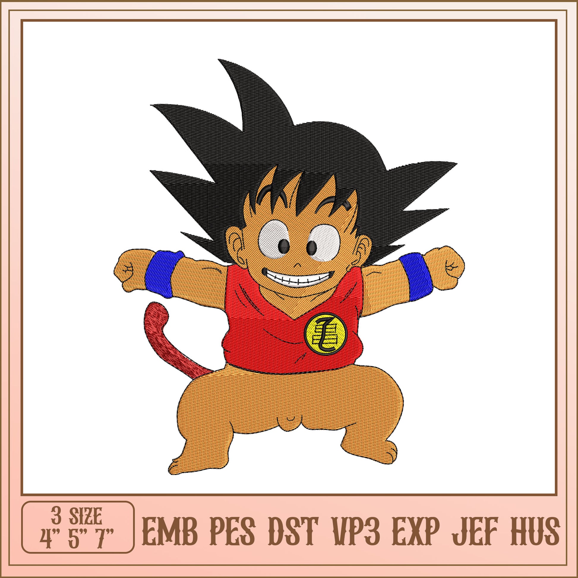 Goku Embroidery Design 3 Sizes EMB PES DST