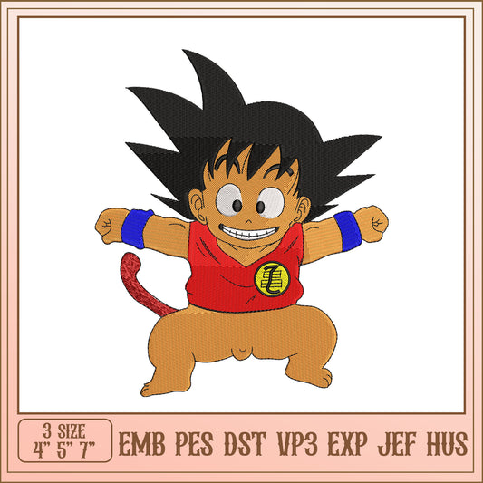 Goku Embroidery Design 3 Sizes EMB PES DST