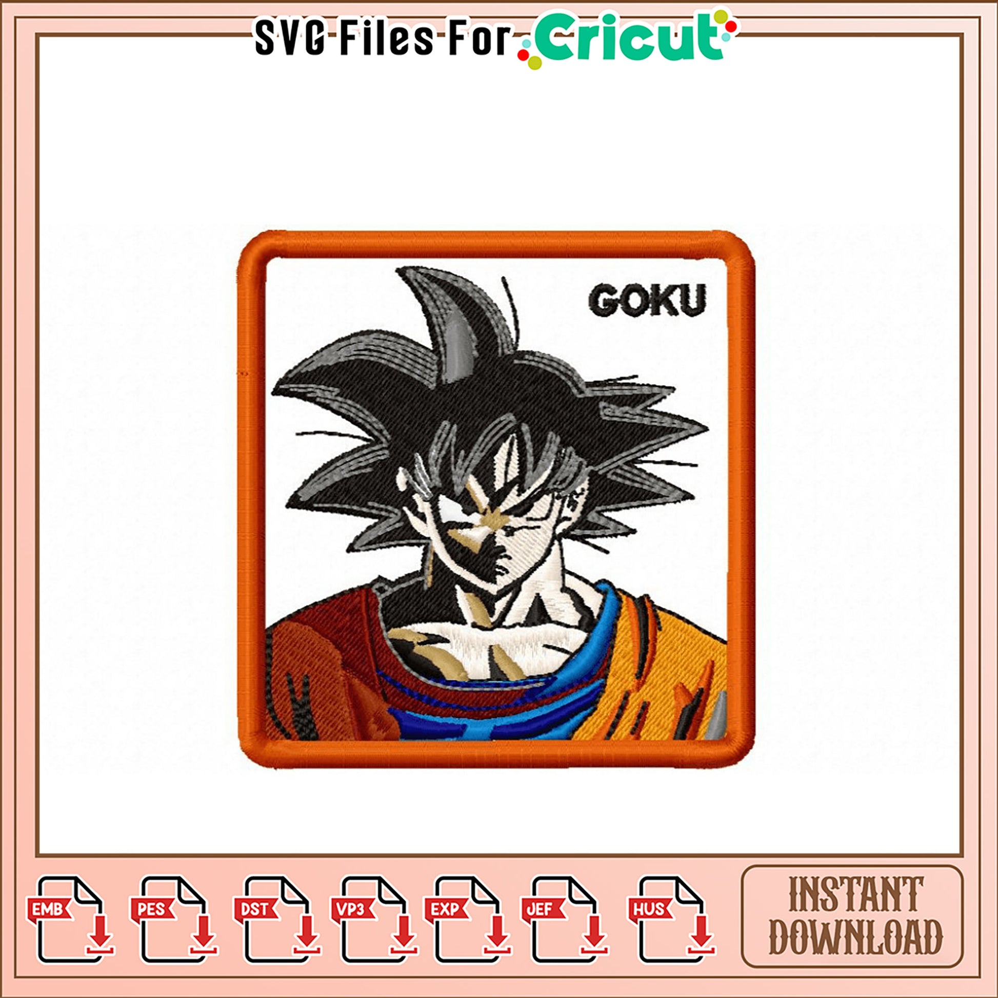 Goku Embroidery Design Instant Download File Format