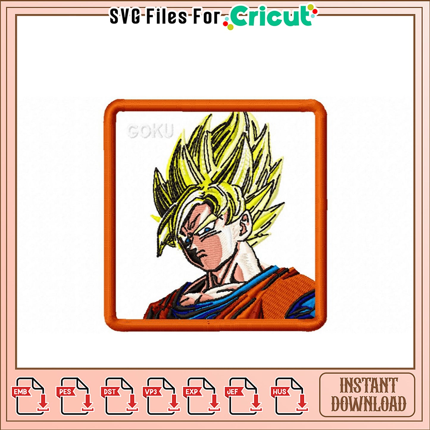 Goku Embroidery Design Instant Download for Crafts