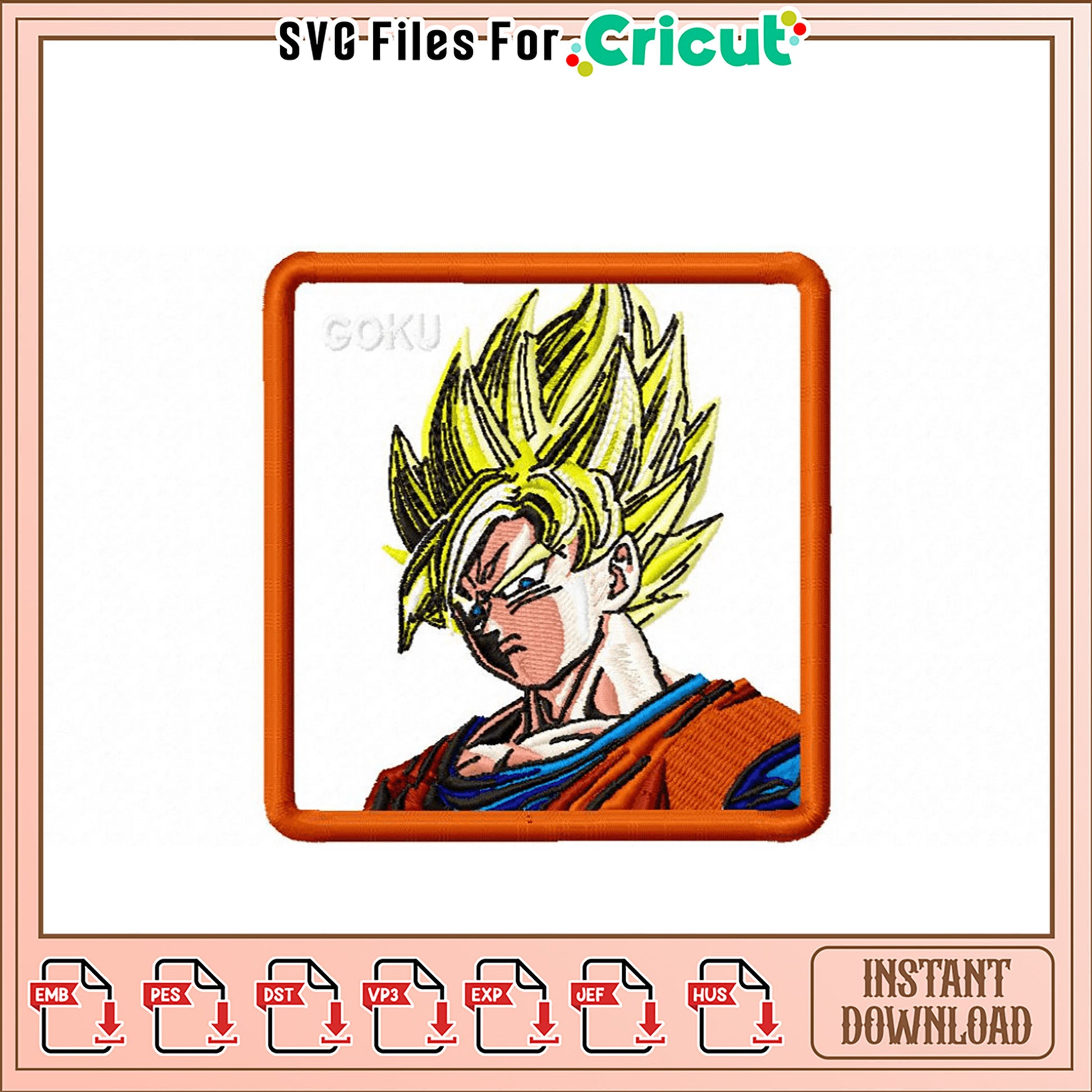 Goku Embroidery Design Instant Download for Crafts