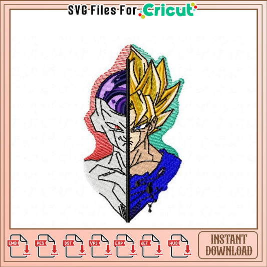 Goku Frieza Fusion Embroidery Design Instant Download