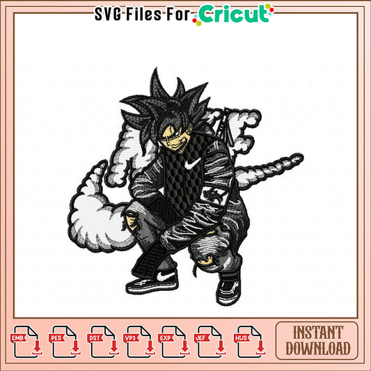 Goku Streetwear Embroidery Design Instant Download