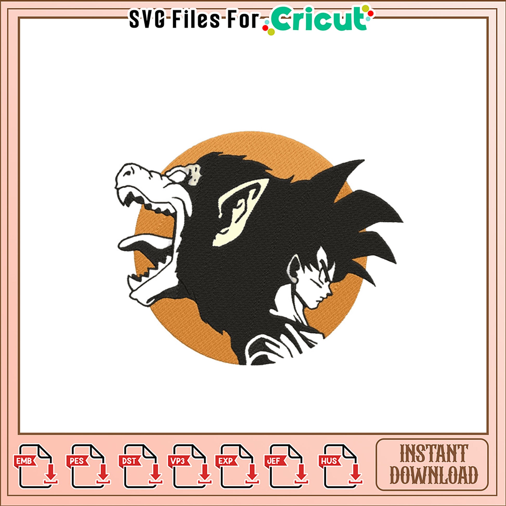Goku & Great Ape Embroidery Design Instant Download