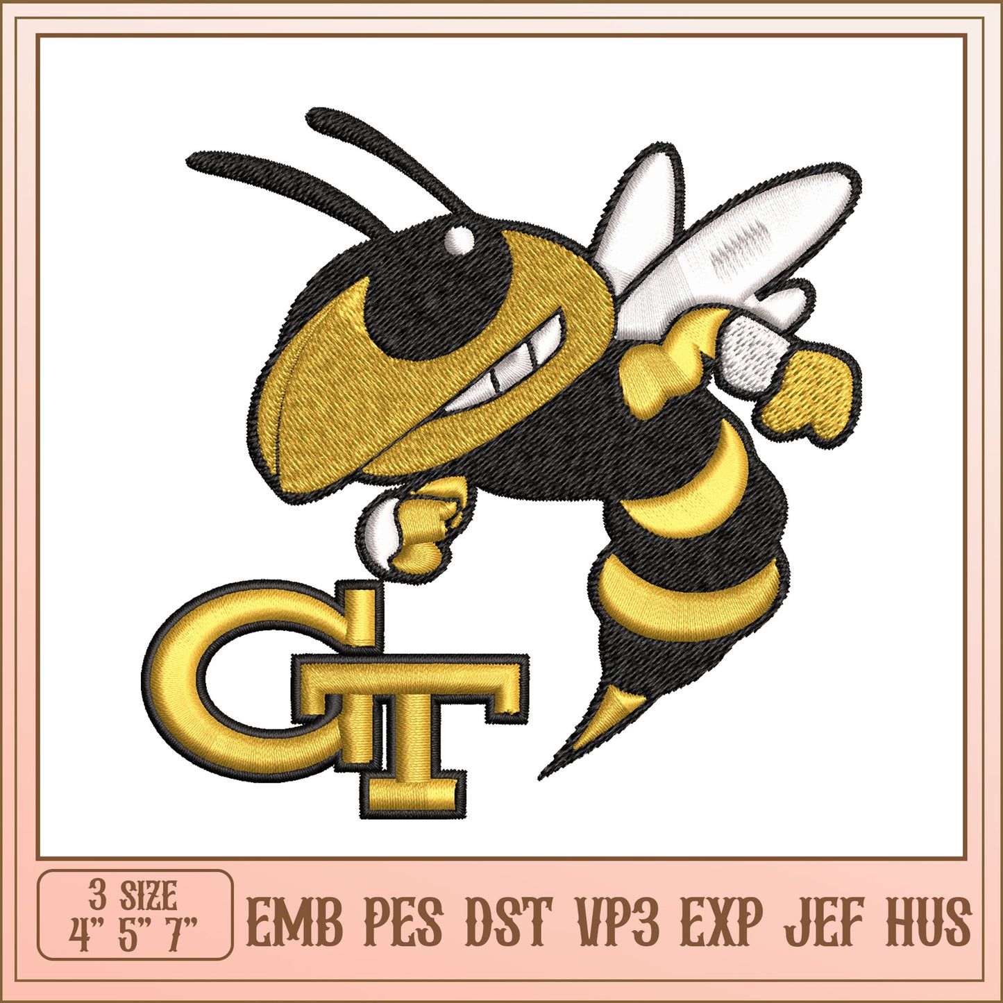 Gold Bee Embroidery Design