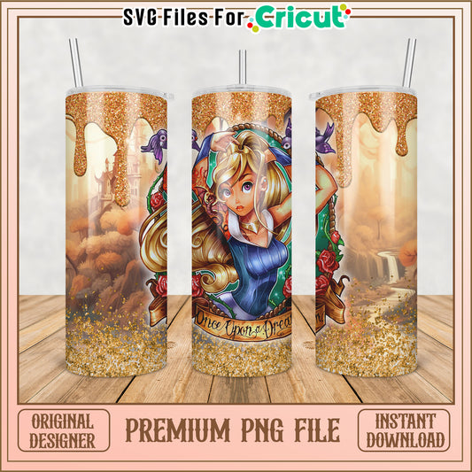 Gold Glitter Tumbler PNG Sublimation Design