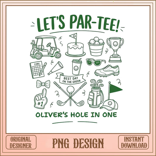 Golf Birthday Party PNG, Hole In One Par-Tee, Golf Clipart PNG