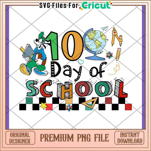 Goofy 10th Day of School PNG