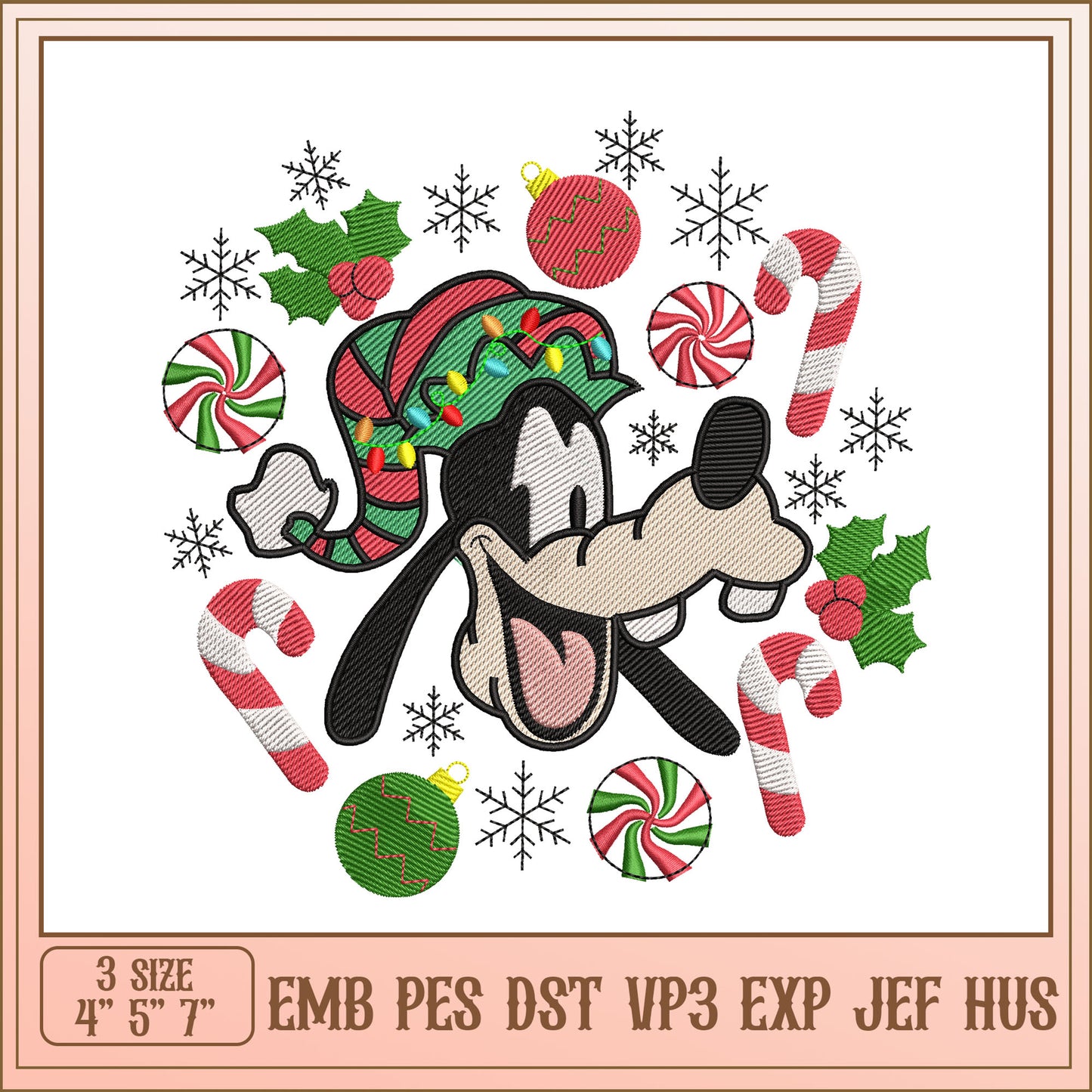 Goofy Christmas Embroidery Design