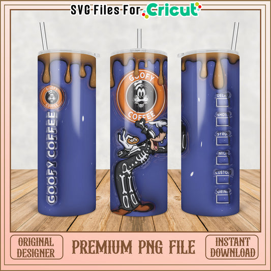 Goofy Coffee Tumbler PNG Design for Cricut Crafting Projects