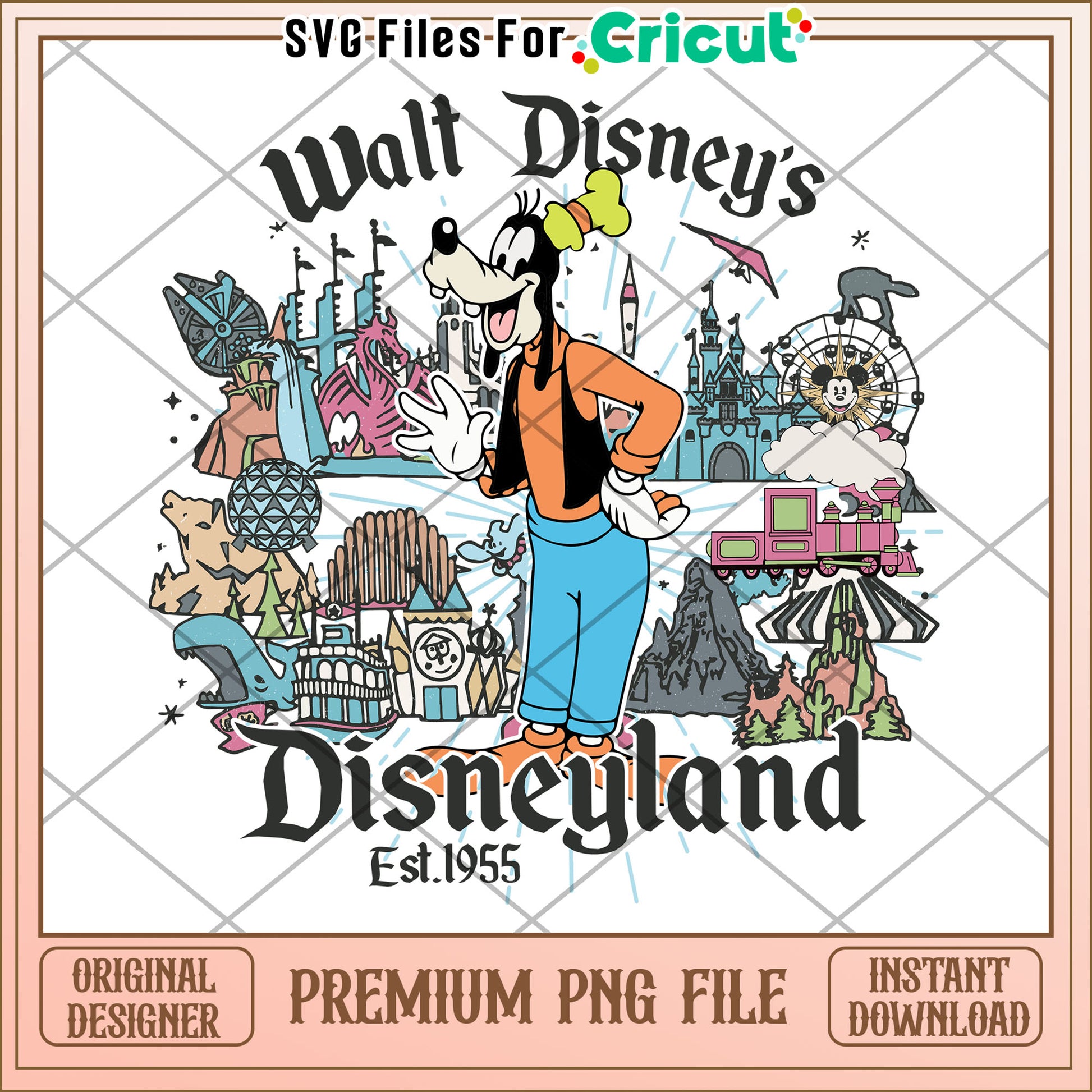 Goofy Disneyland PNG Vintage Disney Park Art