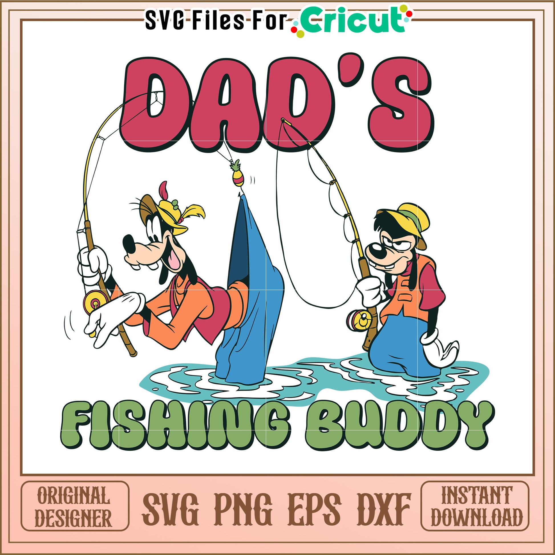 Goofy Fishing Buddy SVG Cut File