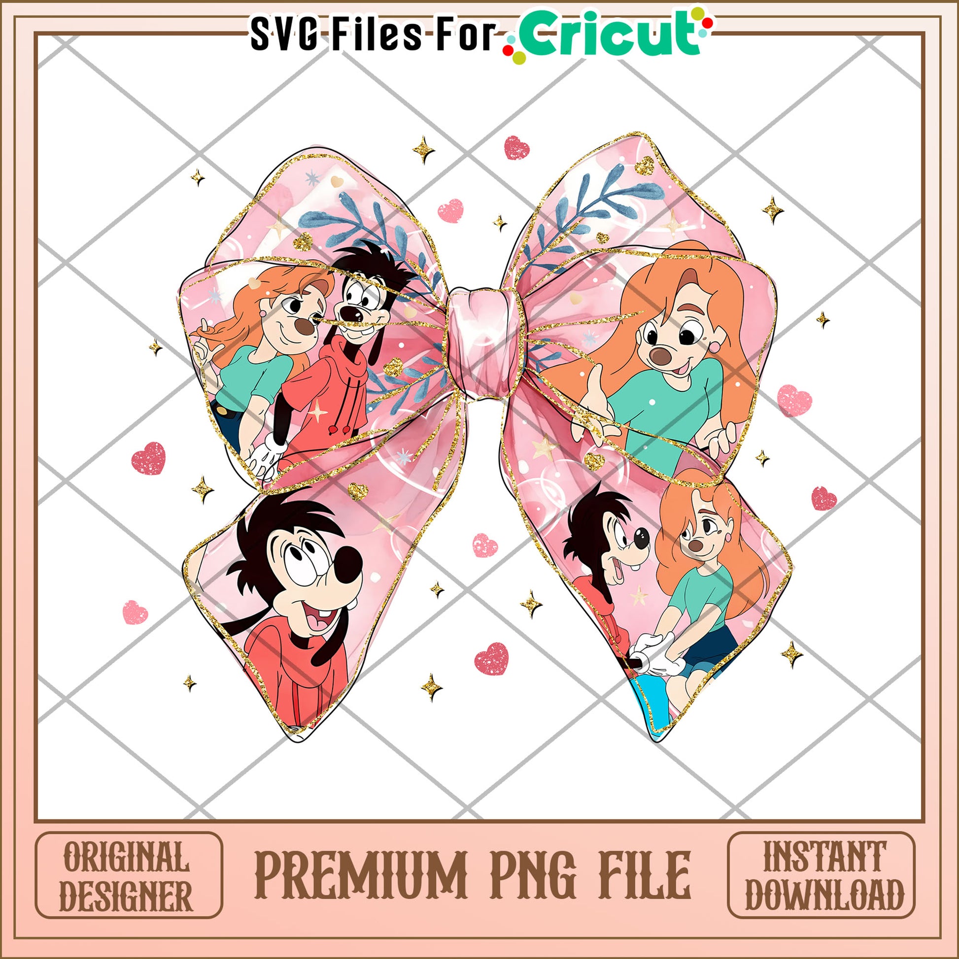 Goofy Max & Roxanne Bow PNG