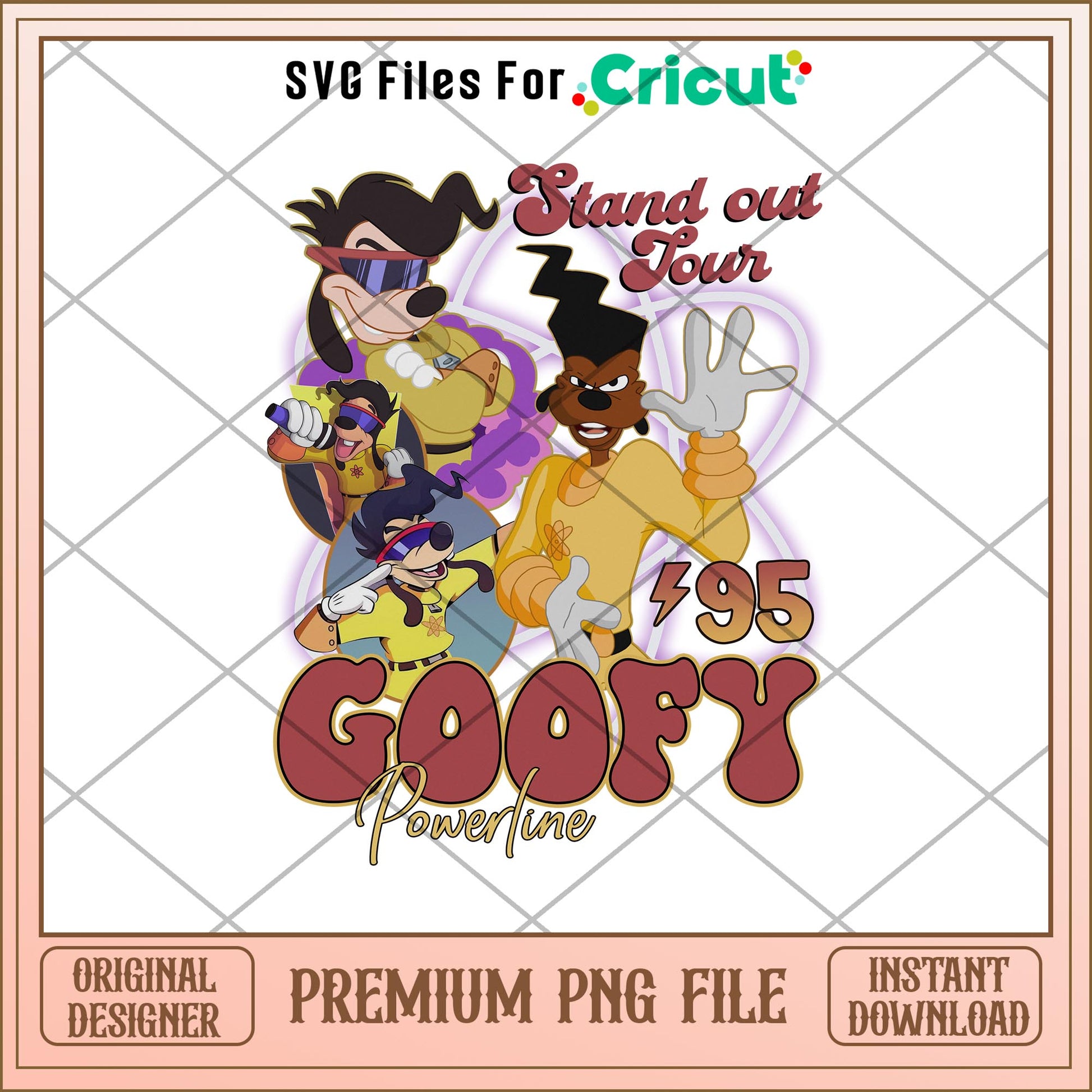 Goofy Powerline Stand Out Tour 95 Vintage png,  Disney characters png, Digital Download