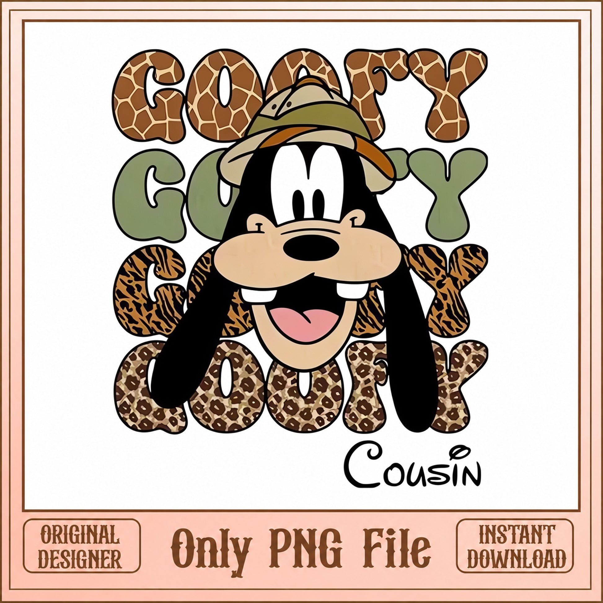 Goofy Cousin PNG, Disney Safari Animal Print, Goofy Family PNG