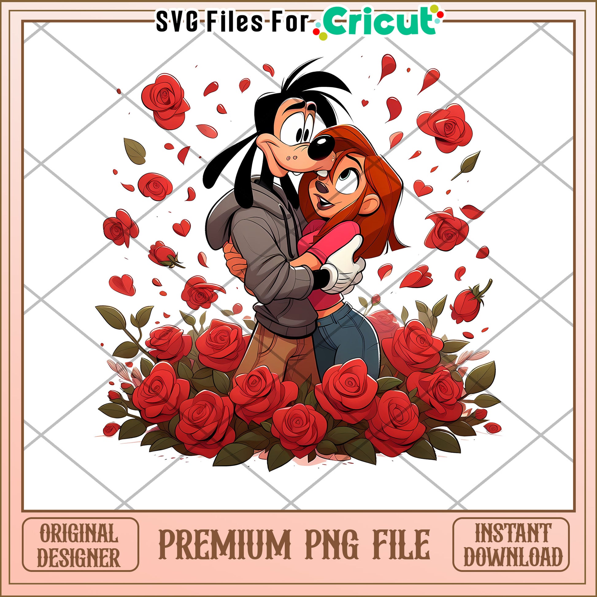 Goofy & Max Roses PNG Cricut