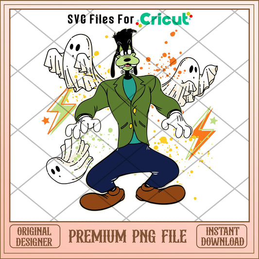 Goofy ghost halloween png, goofy dog png, halloween png