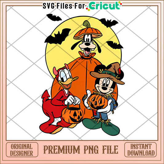 Goofy donald and mickey halloween png, halloween​ horror night png, scary characters png