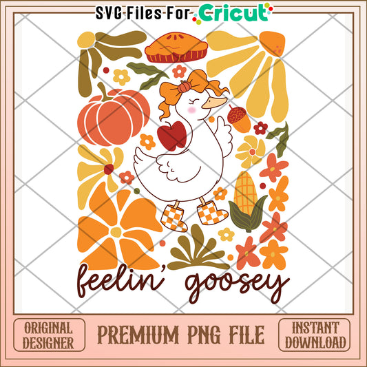 Goose fall feelin goosey png, autumn goose png, funny fall png