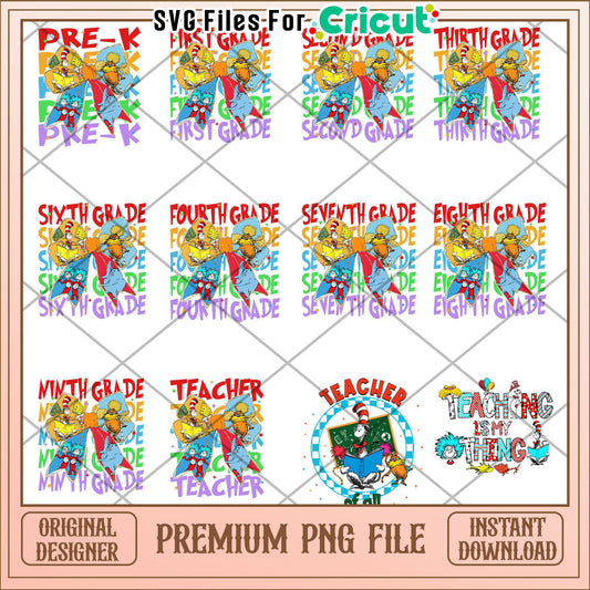 Grade Level Teaching Themed PNG Bundle for Teachers Download