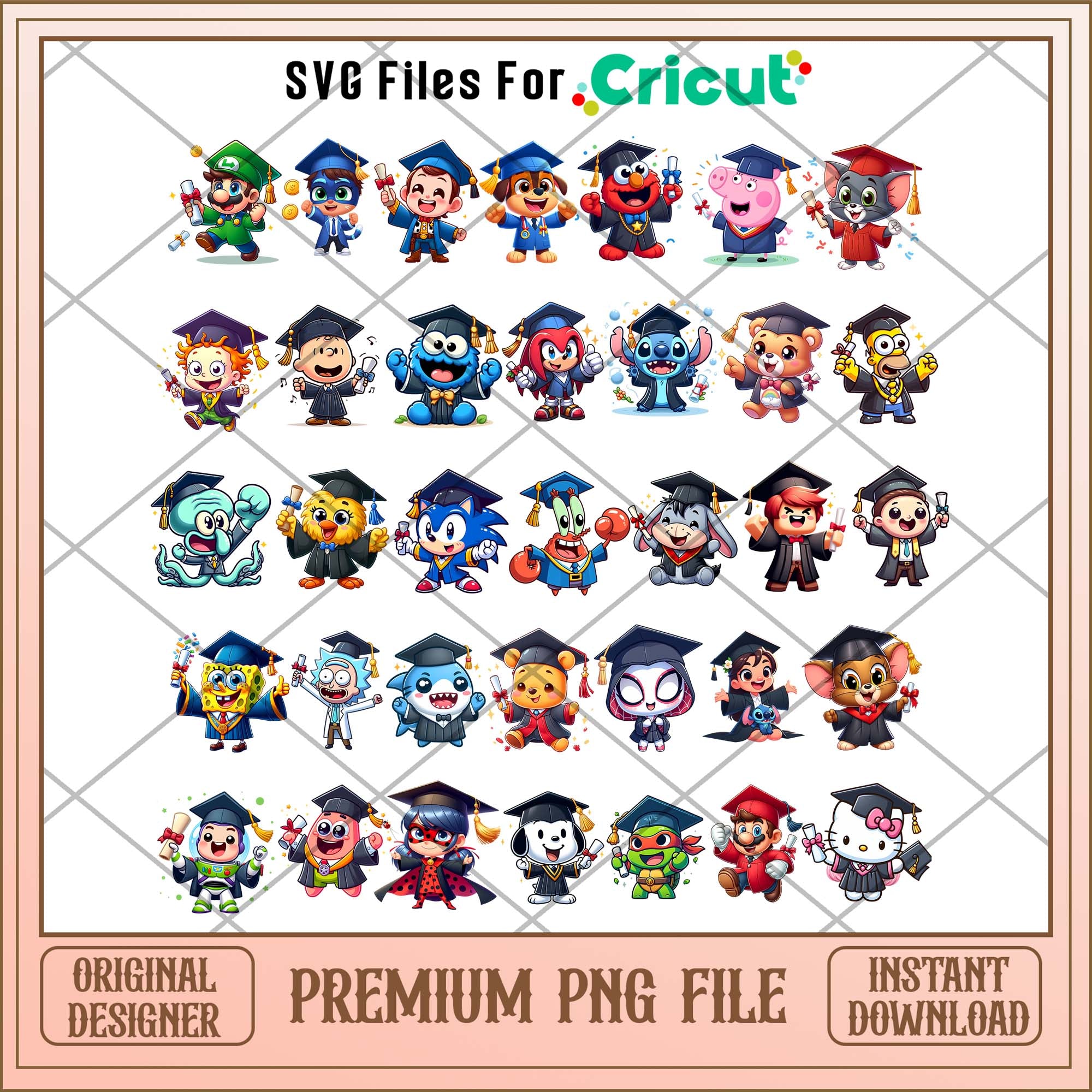 Graduation Cartoon png bundle, Cartoon chibi movies bundle – svg files ...