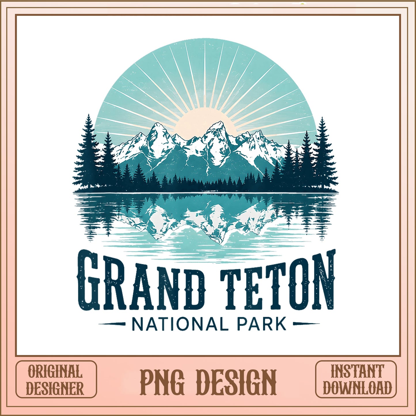 Grand Teton National Park PNG, Mountain Vintage Sublimation, Camping PNG
